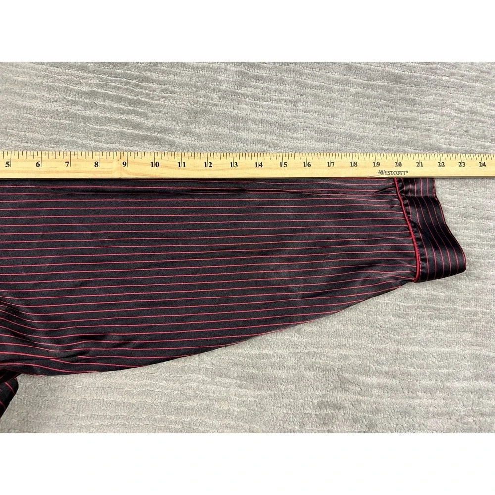 Secret Treasures Pajama Set Womens‎ Large Black Red Pinstripe Satin Long Sleeve